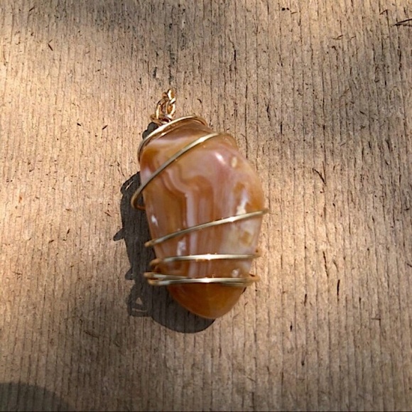 Natural Chunk Pendant of Banded Citrine Agate - Picture 1 of 4